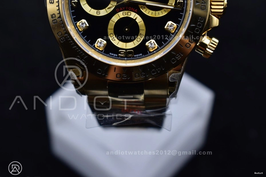 1:1 Bracelet QF Dial Edition 116508 Black Best Daytona on Diamonds YG V2 SH4130 1122